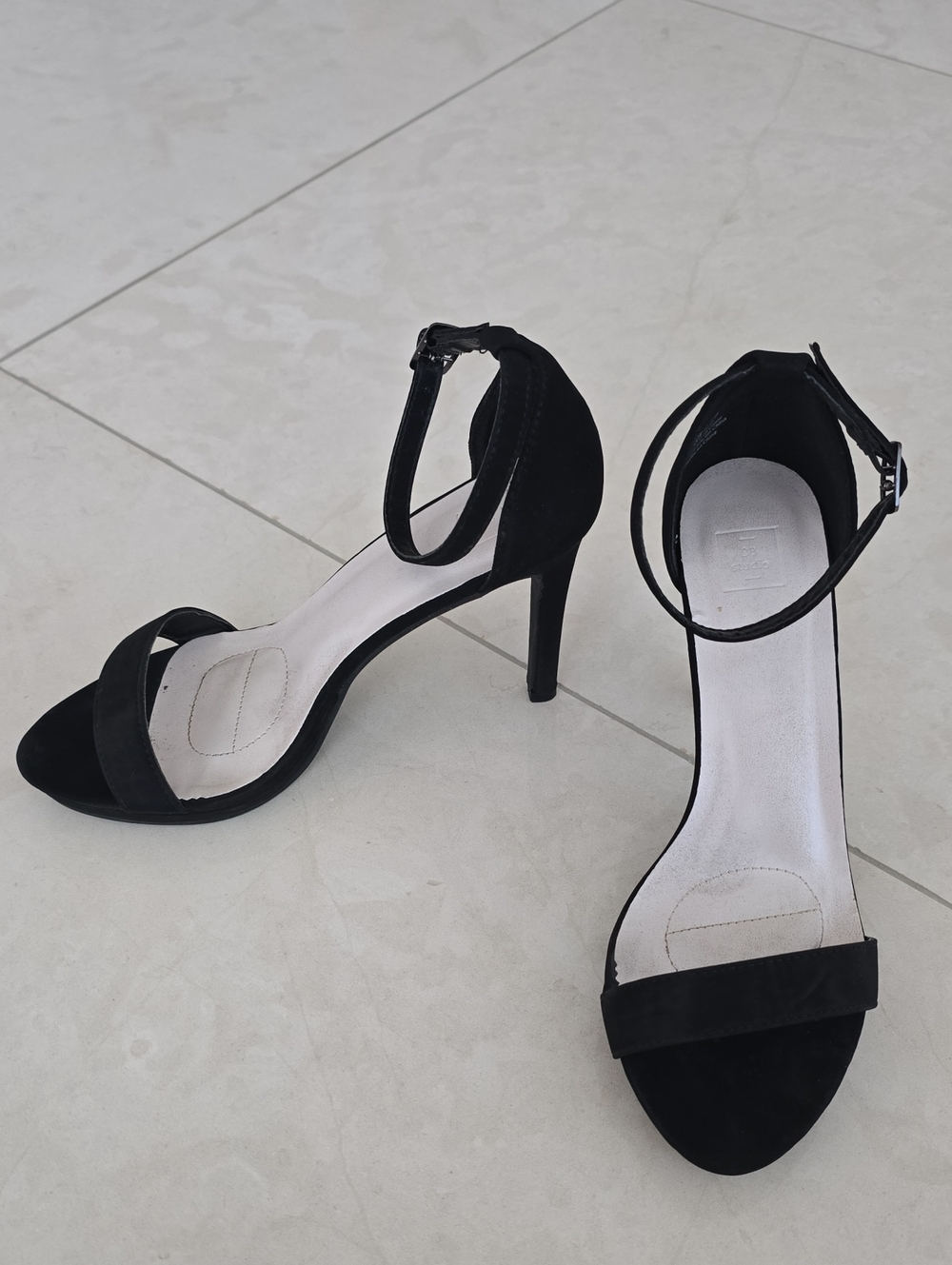 Paige Classic Black Ankle-Strap Stiletto Heels - Size 8